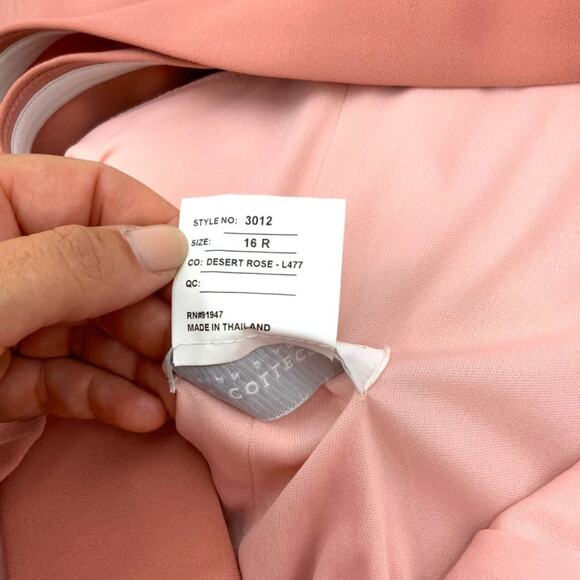 Dessy Collection Off Shoulder Cross Back Trumpet Gown Desert Rose Size 16 - Picture 4 of 9